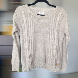 Numph by Anthropologie Natalie Metallic Coated Cable Knit Sweater